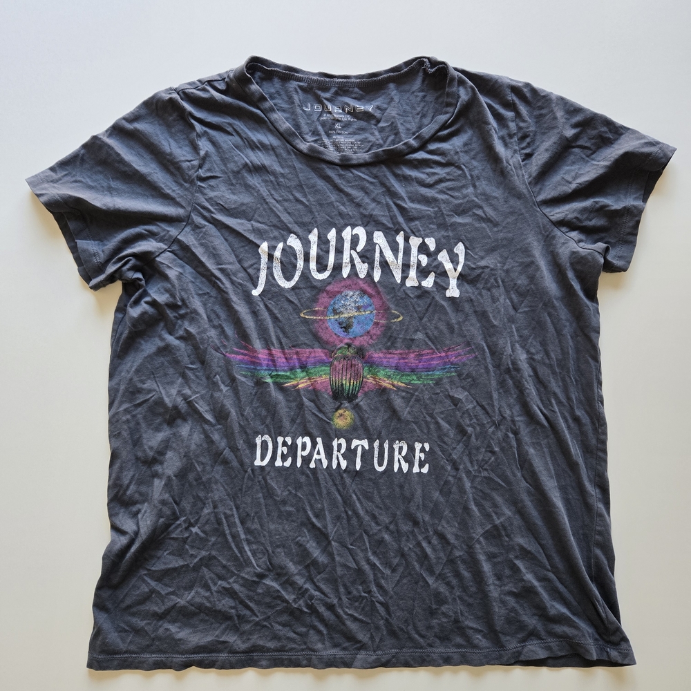 Journey Departure Band T-Shirt Graphic Tee Gray Rock & Roll Music